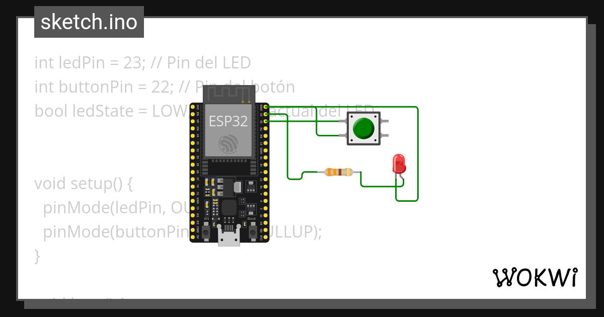 Boton led y apagar una y una wokwi esp32 stm32 arduino simulator