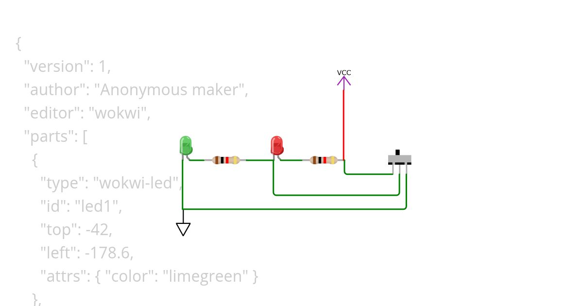 2 leds controlled by one wire  simulation