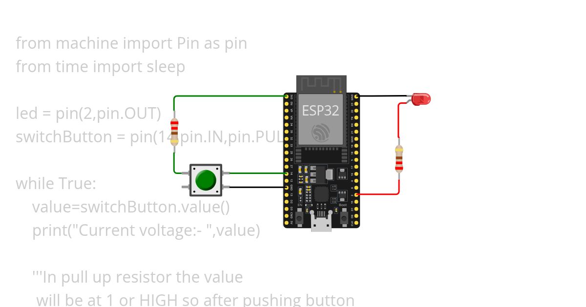 P7.1 - LED control using switch (with internal resistor for switch->PULL_UP ) simulation