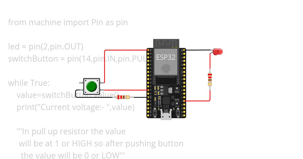 P7.2 - LED control using switch (with internal resistor for switch->PULL_DOWN) simulation