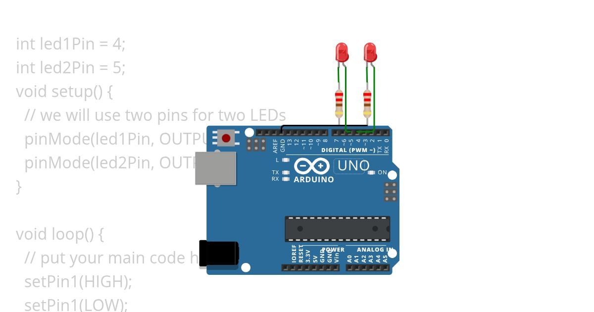 2.1 Two LEDs Blink simulation