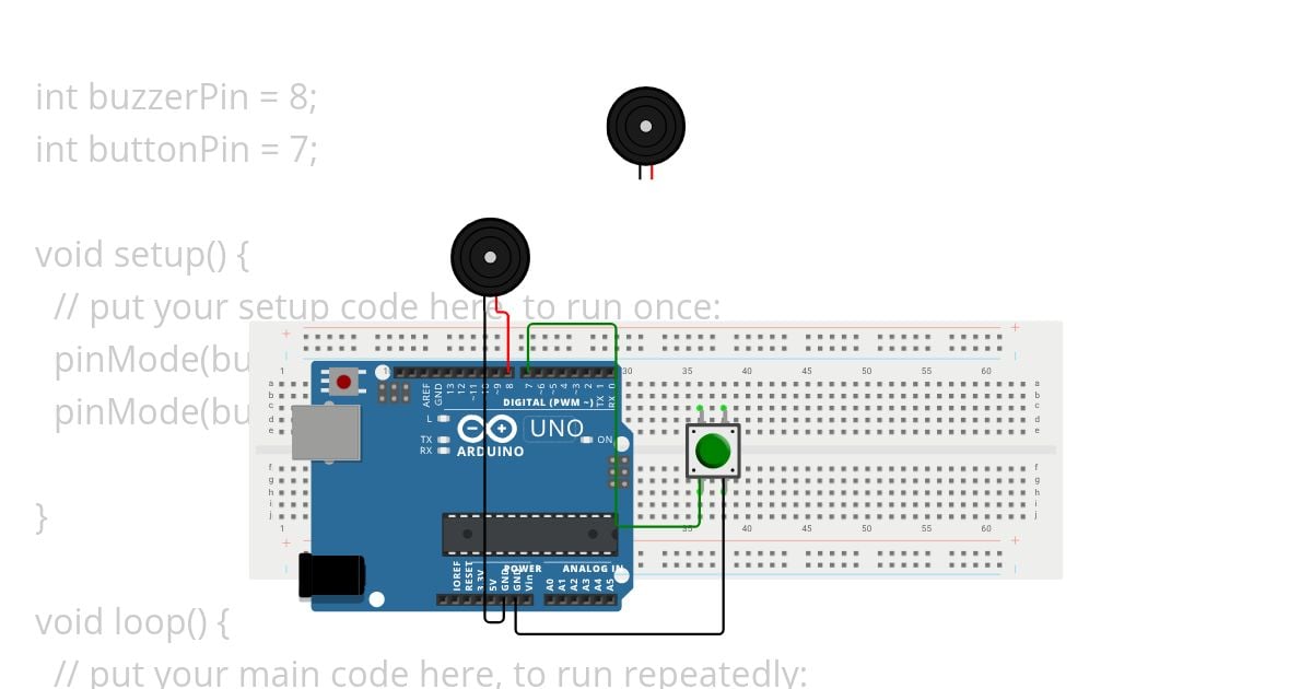 HOW TO CONNECT AN ACTIVE BUZZER TO THE ARDUINO simulation
