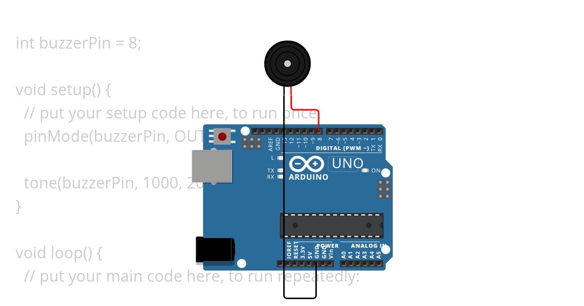 HOW TO CONNECT A PASSIVE BUZZER TO THE ARDUINO simulation