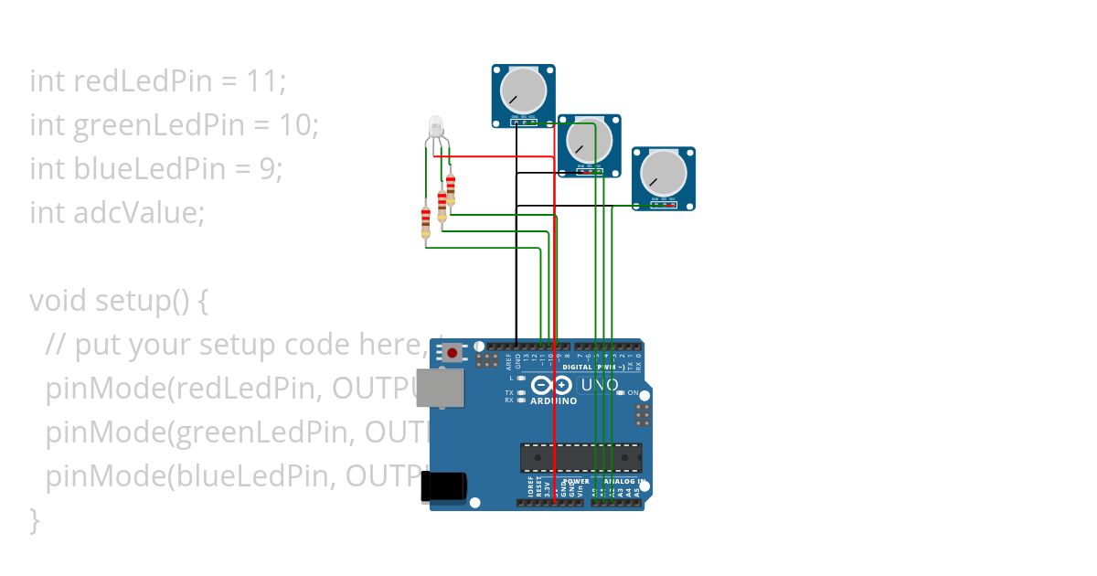 8.1 Control RGB LED through Potentiometer simulation