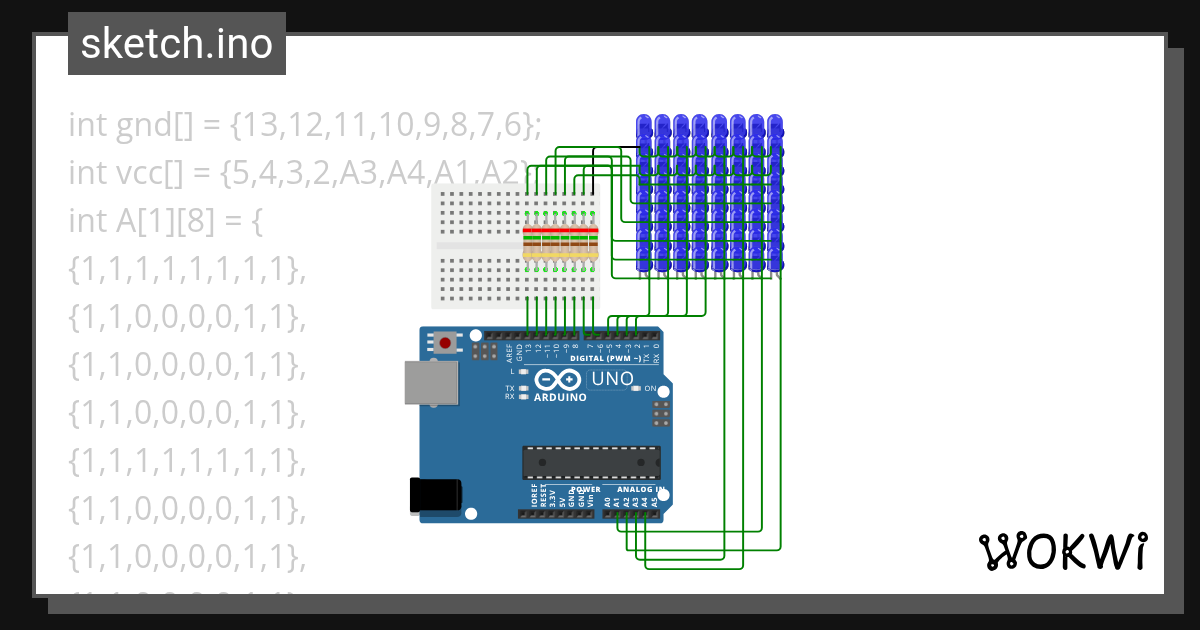 Led matrix innovation - Wokwi ESP32, STM32, Arduino Simulator