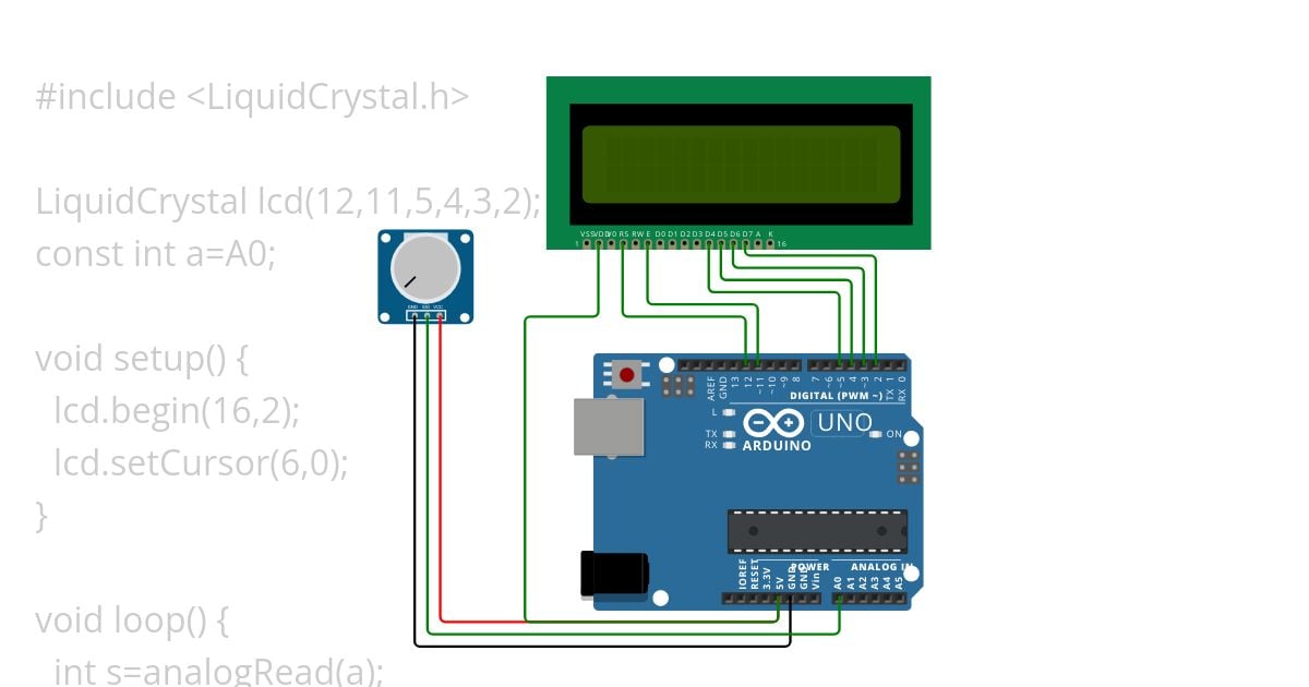 lcd  + potentiometer simulation