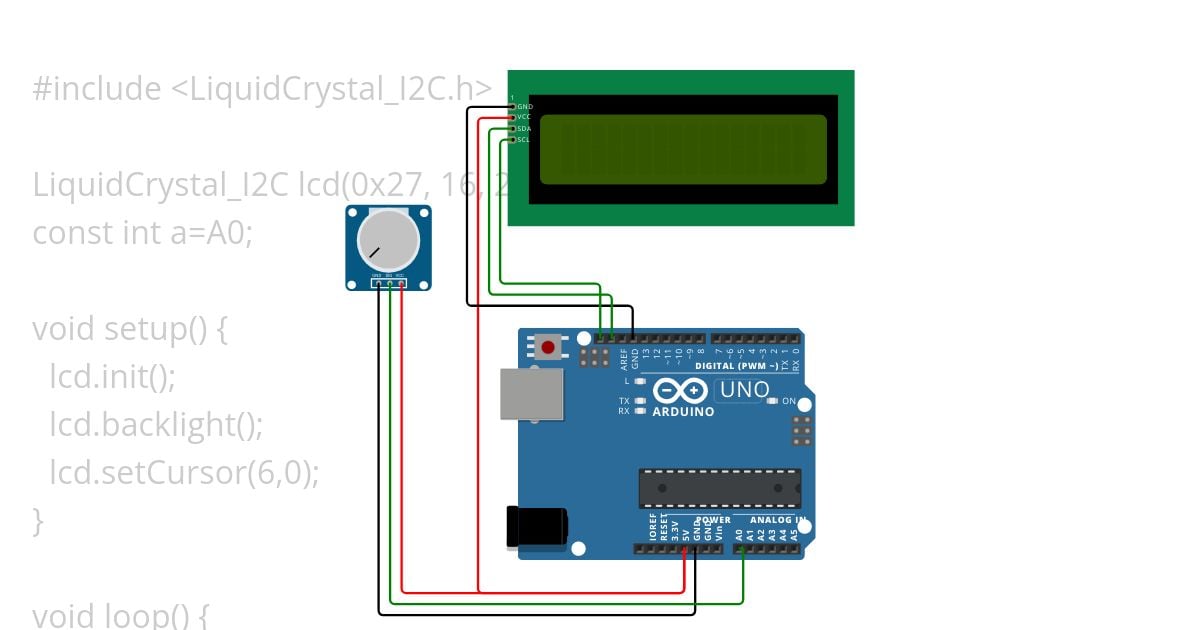 lcd i2C + potentiometer simulation