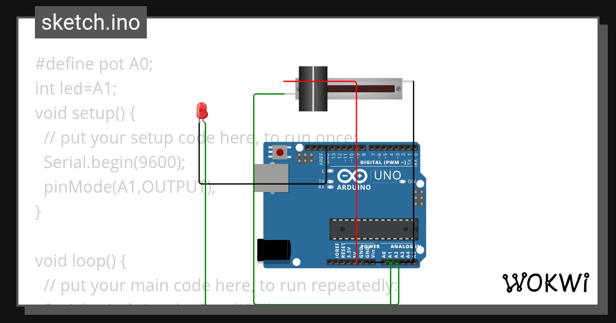 POTENTIOMETER - Wokwi ESP32, STM32, Arduino Simulator