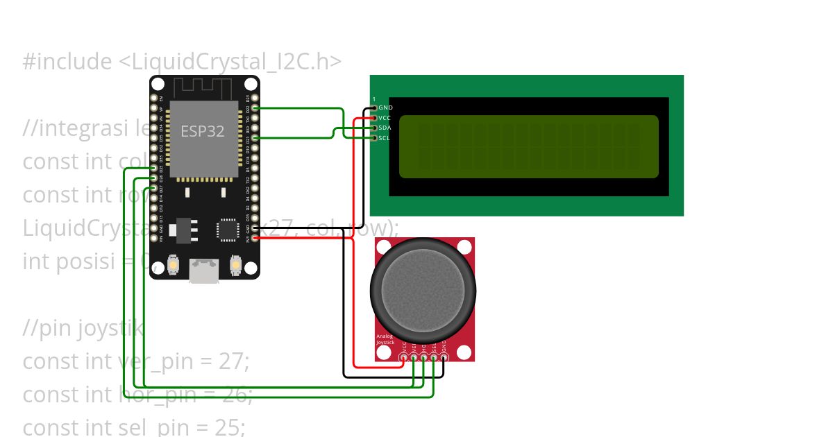 lcd i2c dan joystick simulation