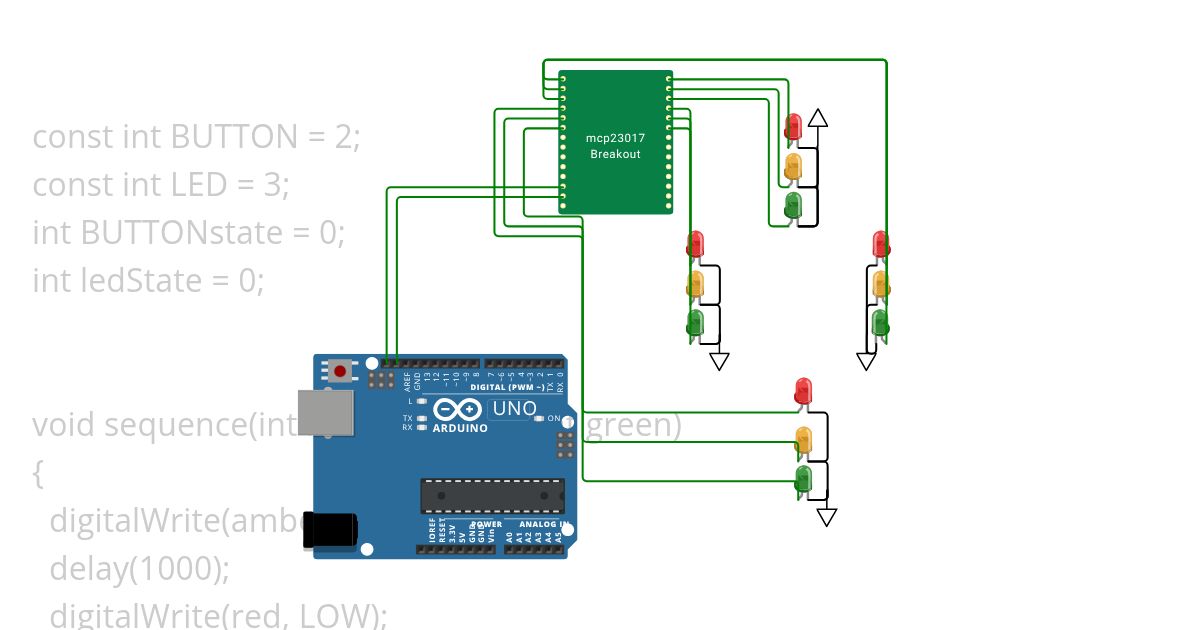 Basic Traffic Lights I2C simulation