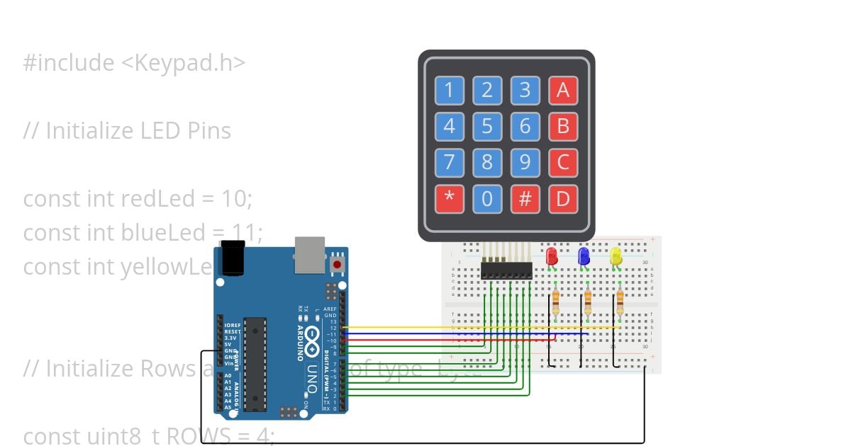 Keypad Membrane with LEDs simulation