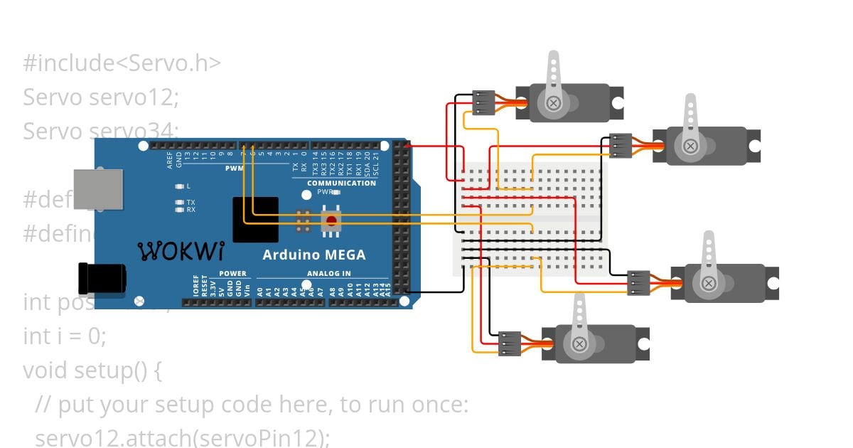 4 servos with mega simulation