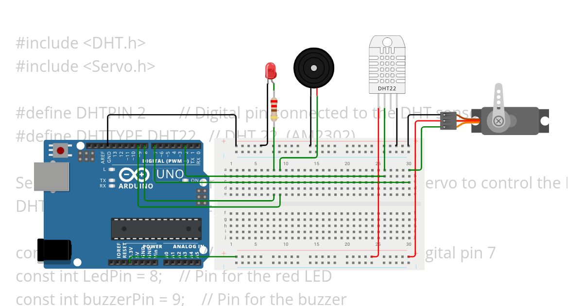 Deteksi Suhu dan Kelembapan with Motor Servo simulation