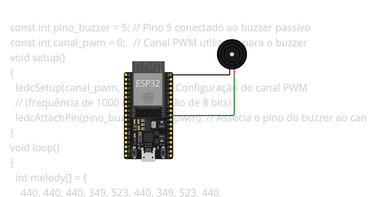 Buzzer ESP32 completo simulation