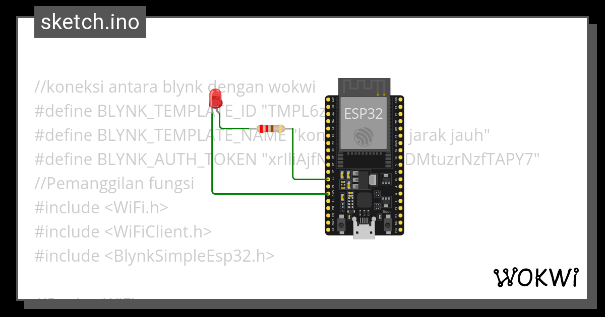 Menyalakan Led Menggunakan Blynk Dan Esp 32 Wokwi Esp32 Stm32 Arduino Simulator 