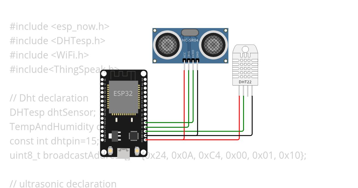 DHT & Ultrasonic Sensor espnow test simulation