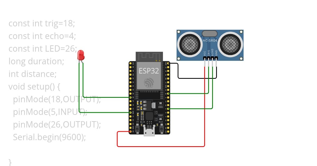 interface with ultrasonic sensor less than 100 cm simulation