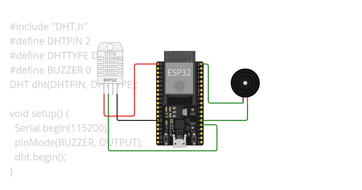 DHT BUZZER simulation