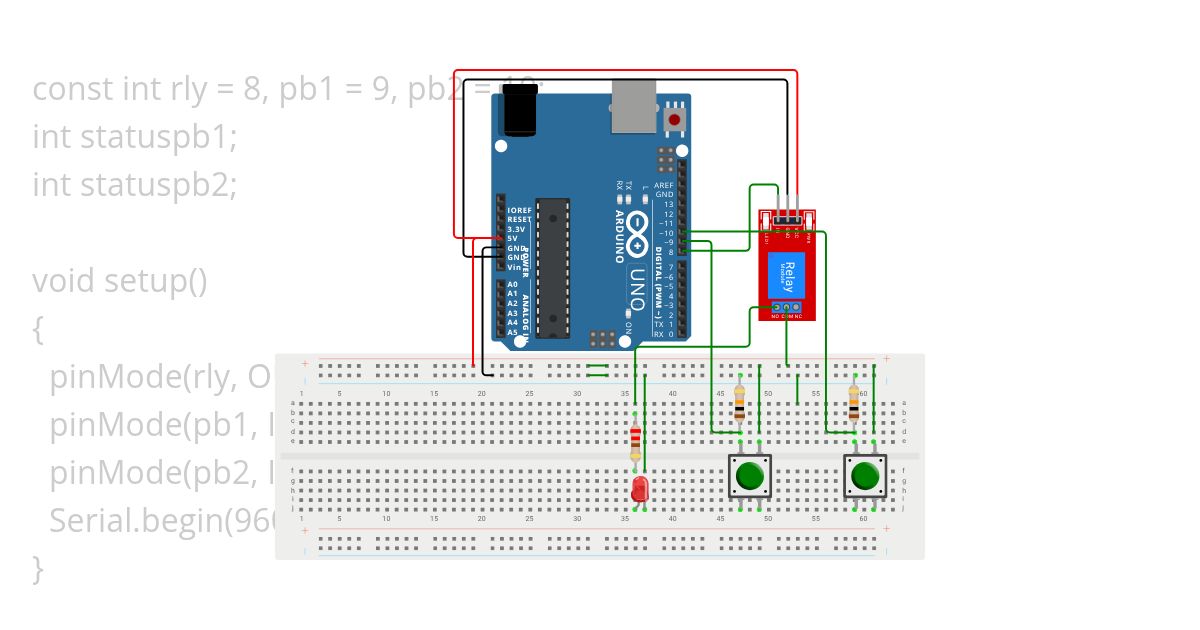 led,relay & push button simulation