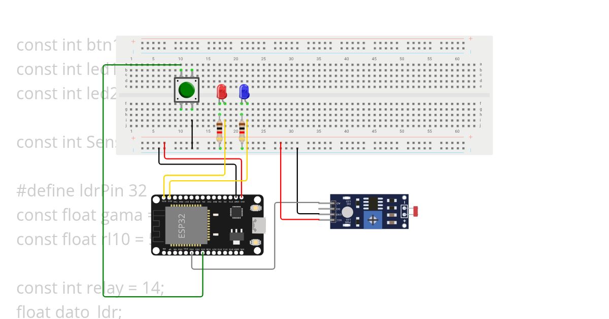2 leds, 1 btn sin resistencia y un LDR Copy simulation