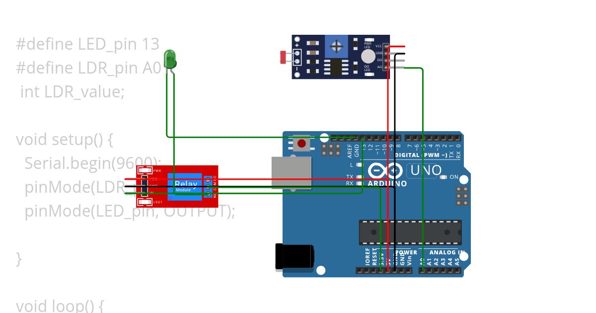 LDR based Streetlight Control simulation