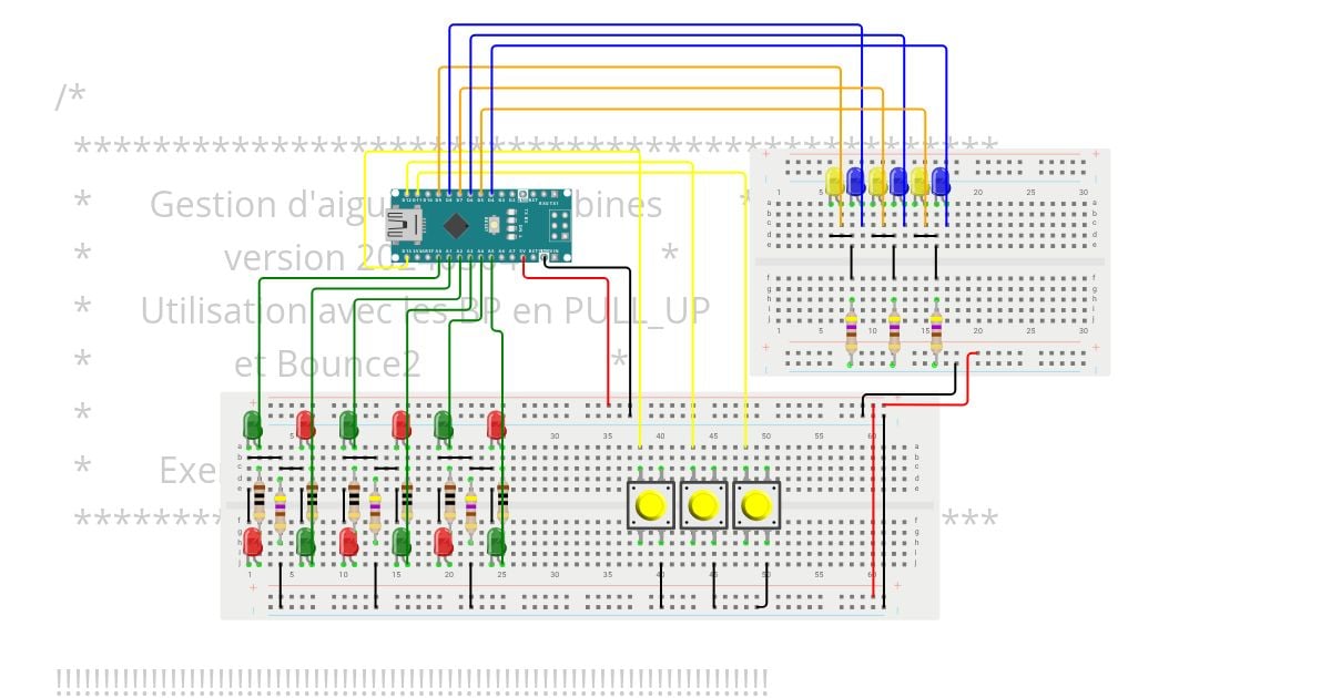 Aiguillages à bobines avec  bibliotheque Debounce  simulation