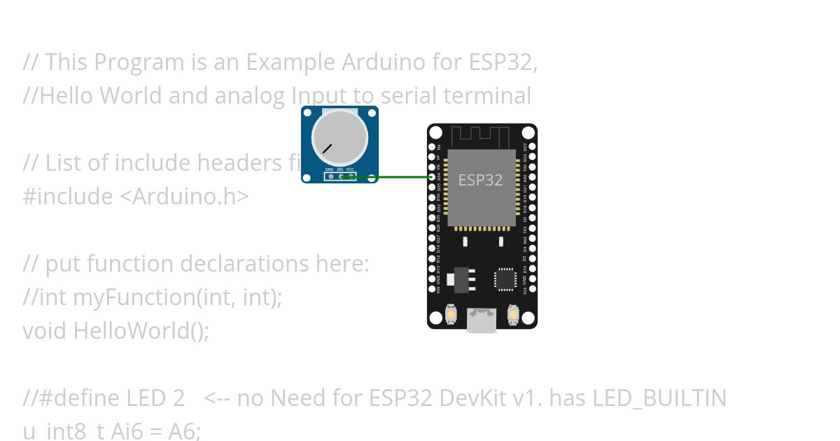 ESP32 DevKit v1 Analog Input & SerialMonitor simulation