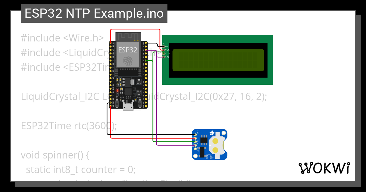 RTC Clock ESP32 - Wokwi ESP32, STM32, Arduino Simulator