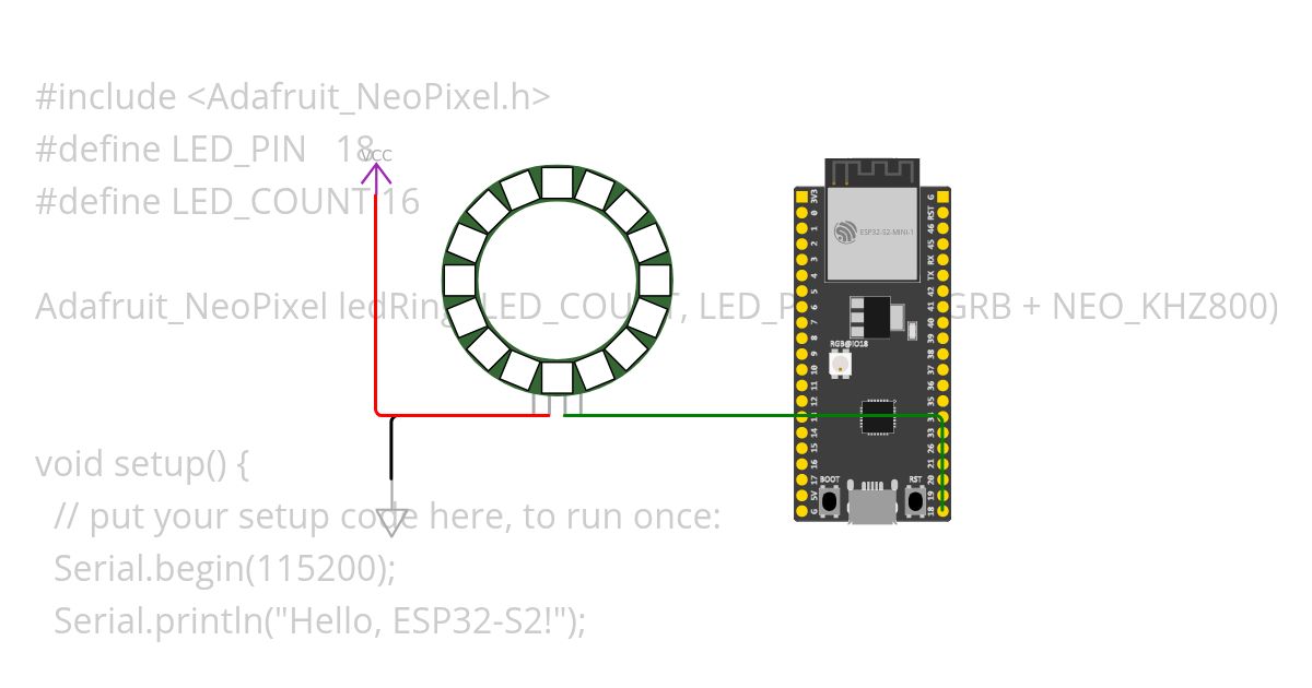 Test for adressed RGB Ring simulation