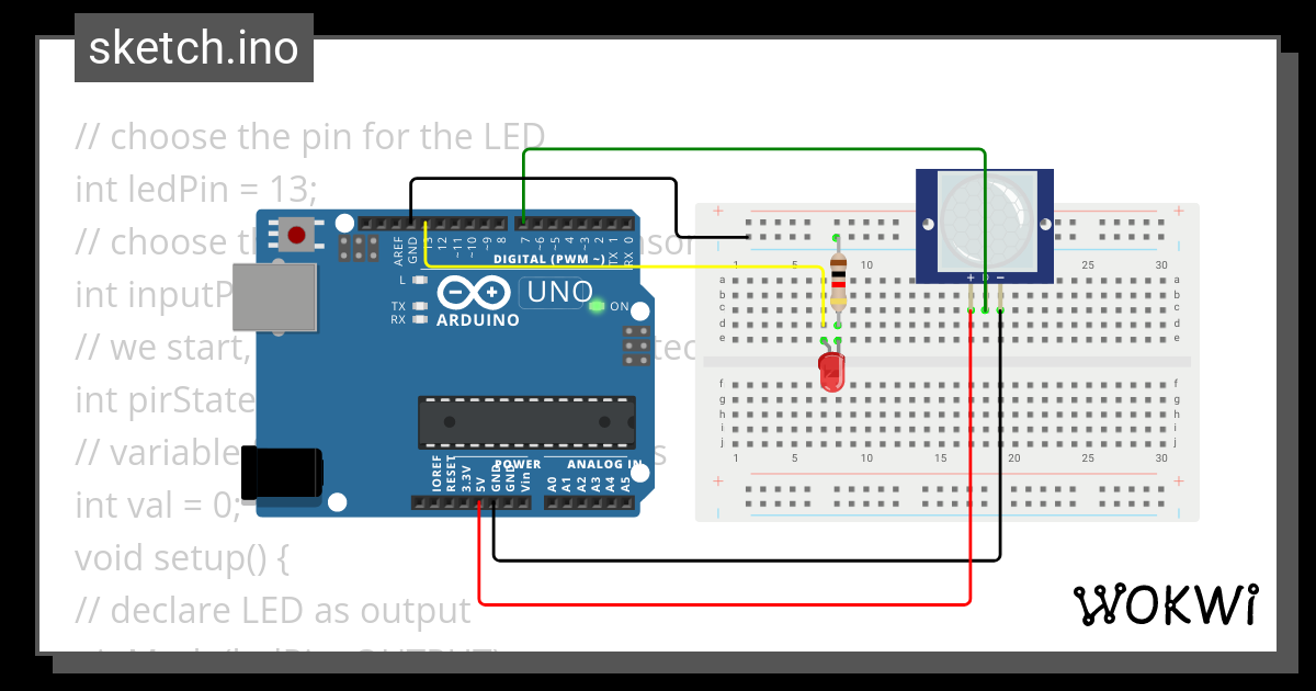 Motion sensing - Wokwi ESP32, STM32, Arduino Simulator