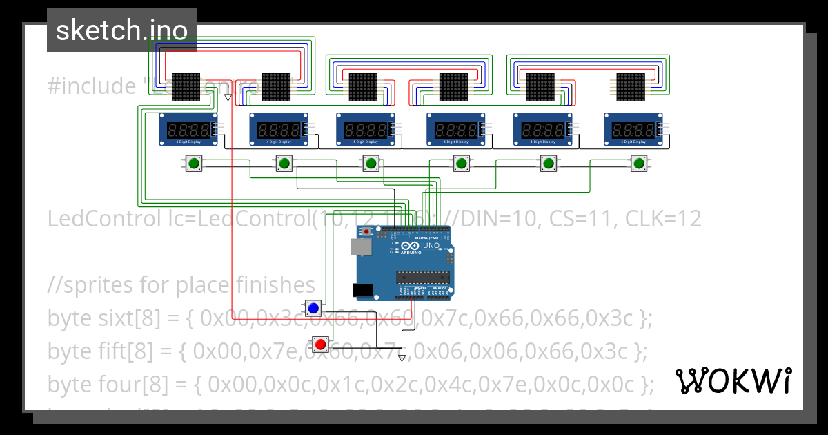 Derby Track Timer - Wokwi ESP32, STM32, Arduino Simulator