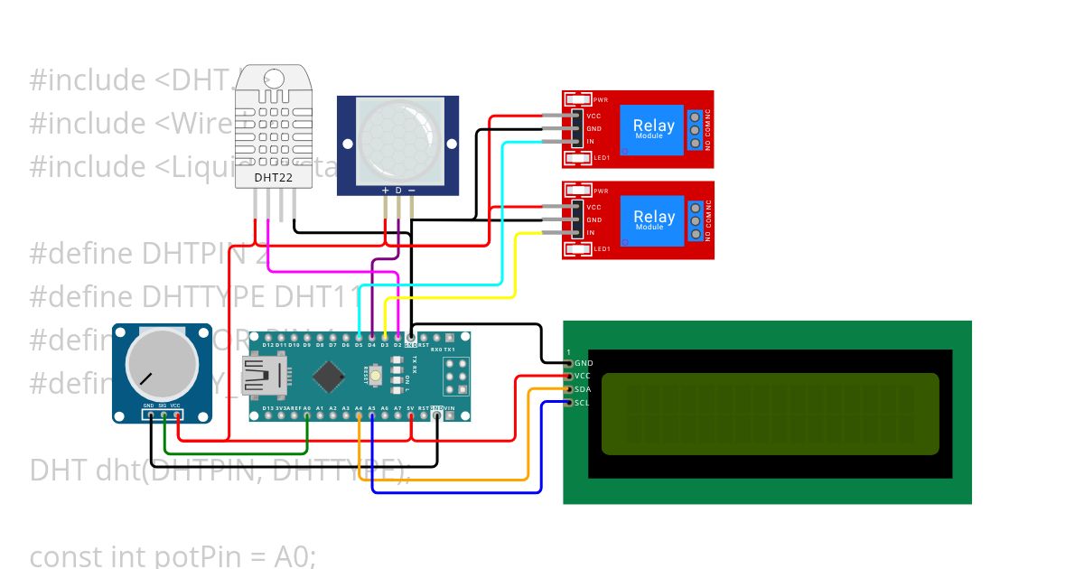 PIR Sensor_Light & Temparature_Fan simulation