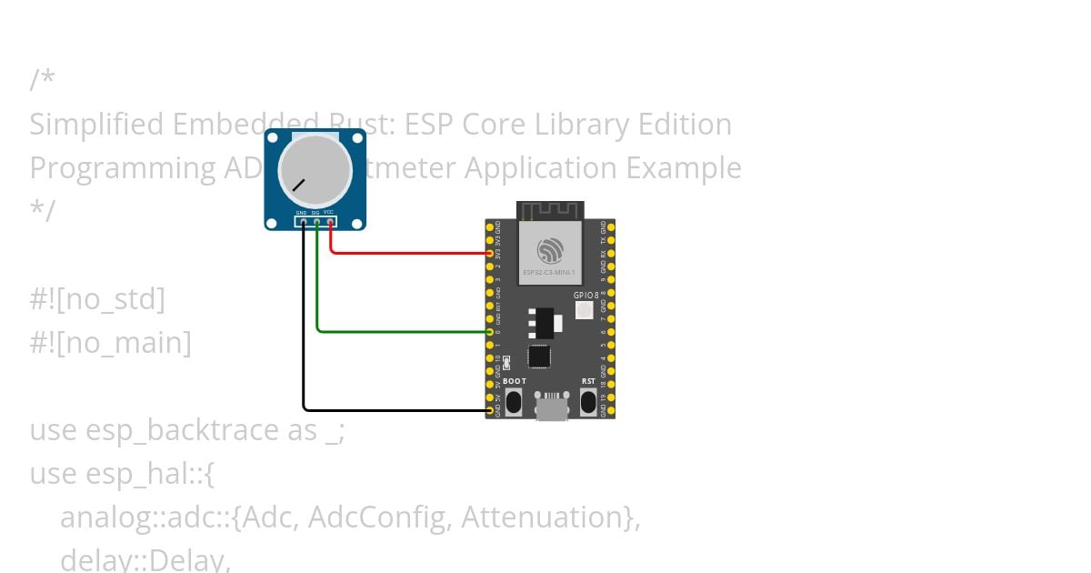 Simple Voltmeter App - SER: ESP32C3 no std simulation