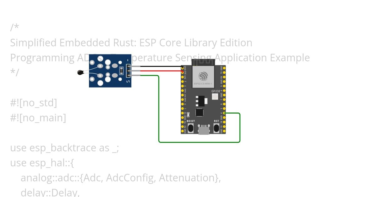 Temperature Sensing App - SER: ESP32C3 no std simulation