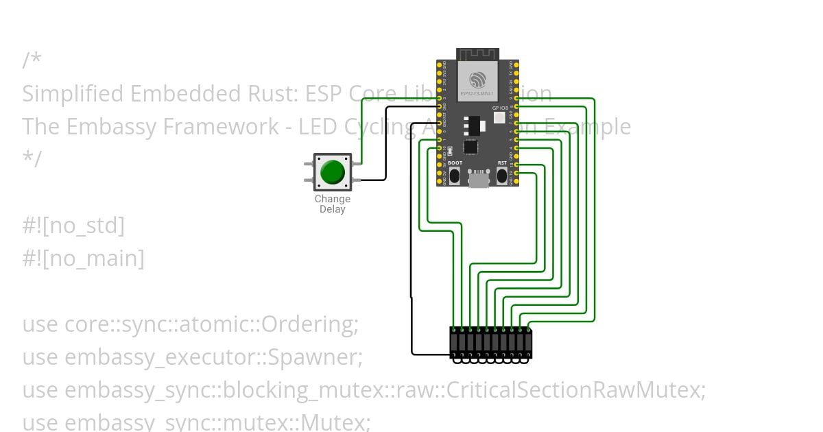 Embassy LED Cycling App - SER: ESP32C3 no std sec 11.4 simulation