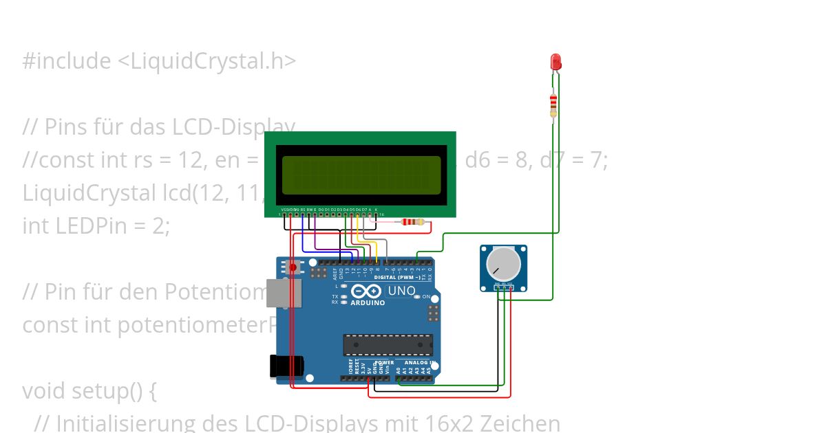 PotentiometerEinlesen und LCD-Ausgabe simulation