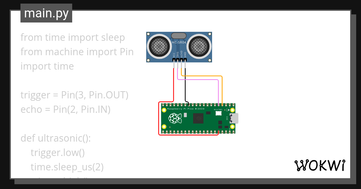 эхо локатор - Wokwi ESP32, STM32, Arduino Simulator