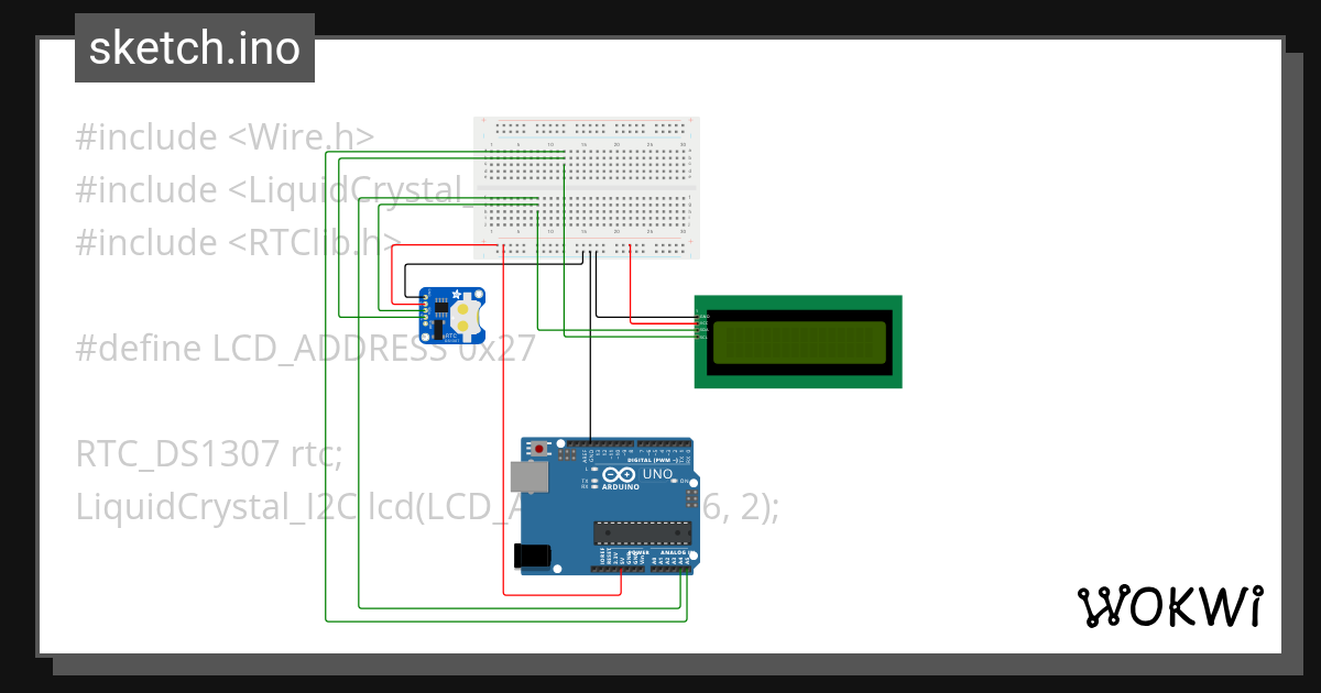 Opdracht 11: LCD – klok - Wokwi ESP32, STM32, Arduino Simulator