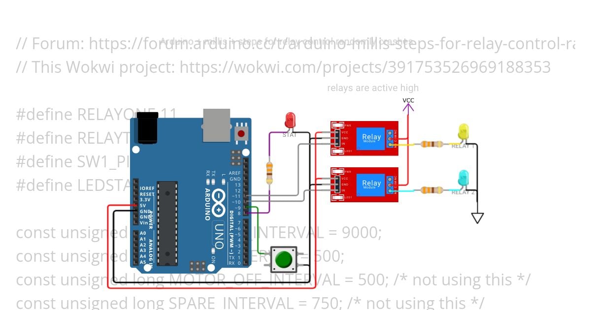 Arduino + millis + steps for relay control randomly crashes simulation