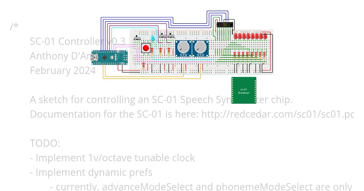 Arduino SC-01 Controller v0.3 HARDWARD DEBUG VERSION simulation