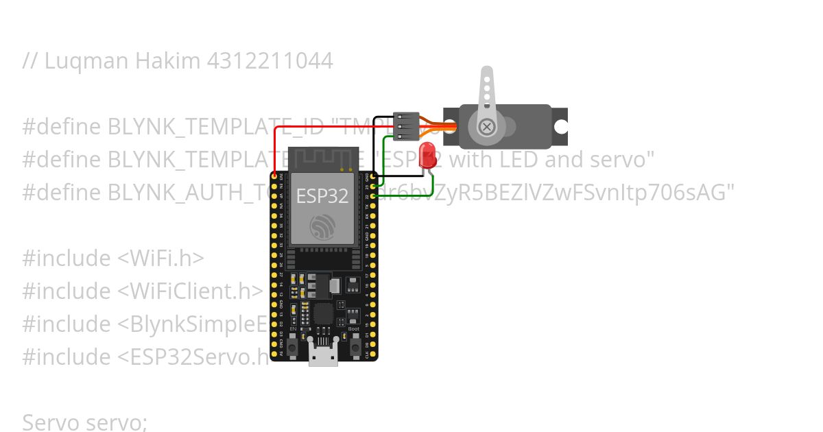 ESP32 with LED and servo simulation