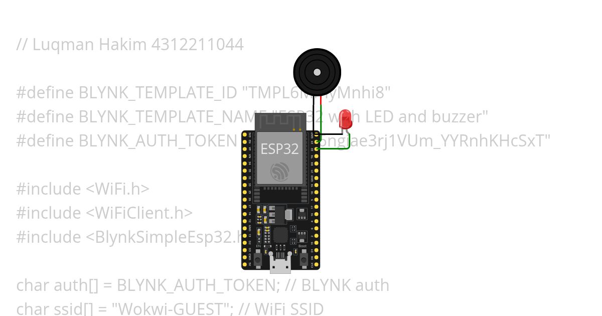 ESP32 with LED and buzzer simulation
