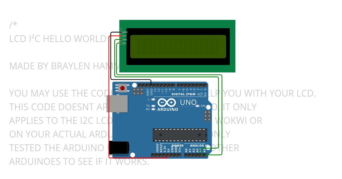 LCD I²C Hello World Copy simulation