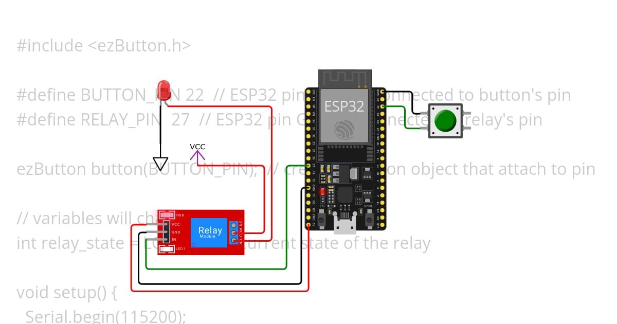 Button Toggle Relay with Debouncing simulation