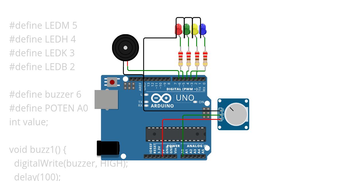 LED POTENSION BUZZER KEDIP (IVAN) simulation