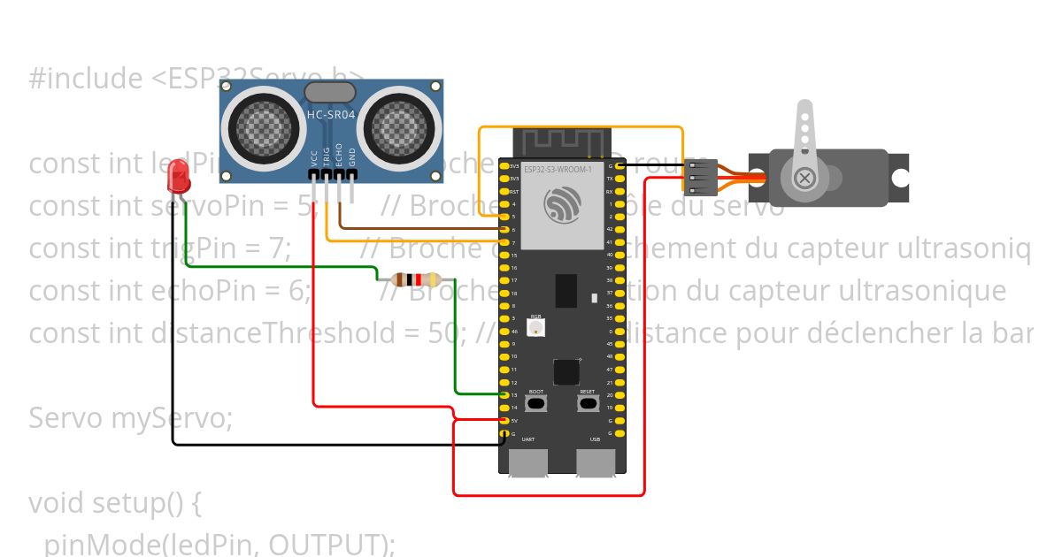 Sensor +Servo barrière test démo simulation