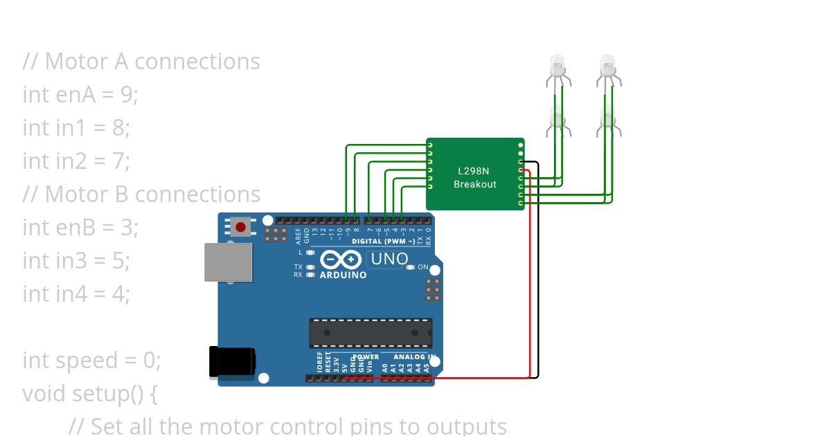 2 dc motors - L298n simulation