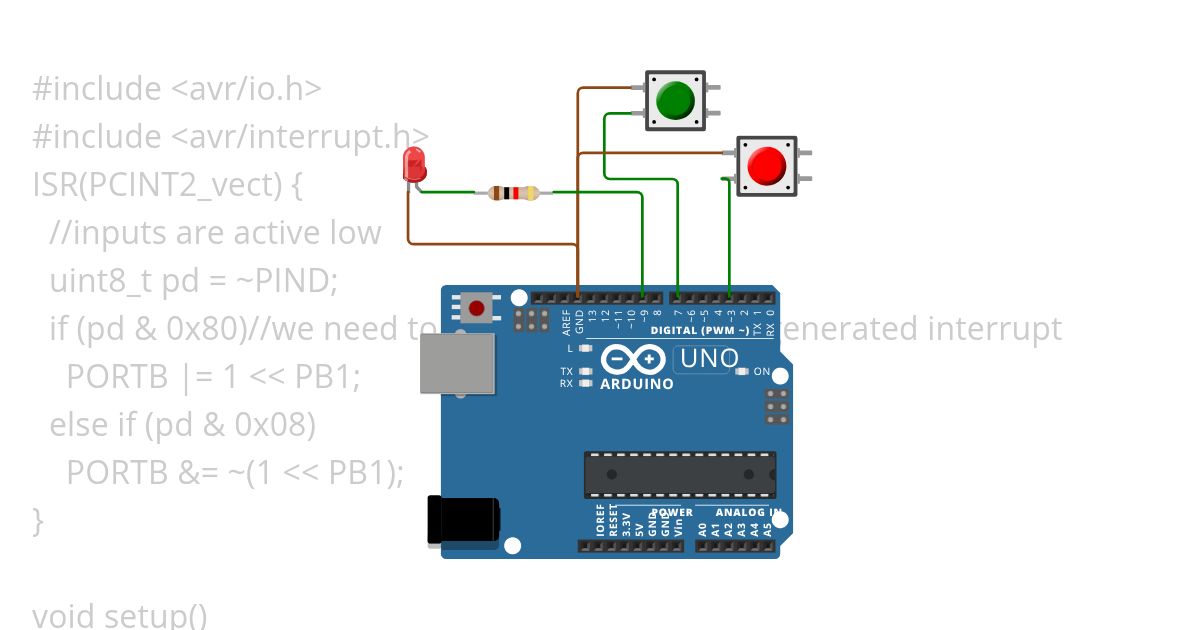 Two Button LED On-Off simulation