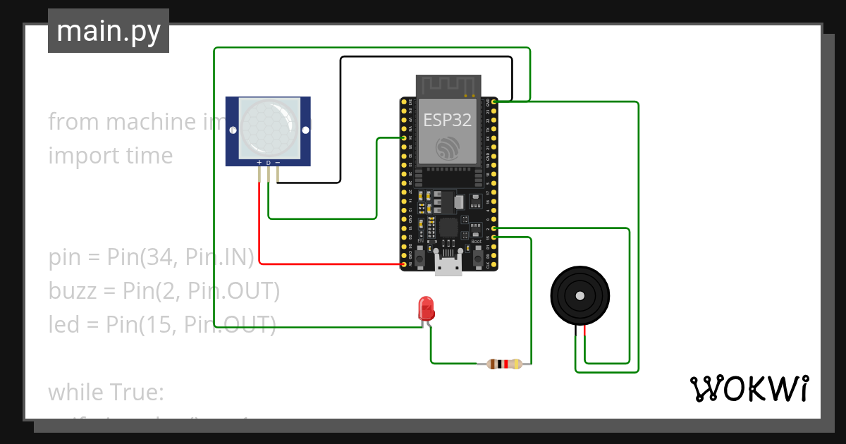 PIR_Sensor - Wokwi ESP32, STM32, Arduino Simulator