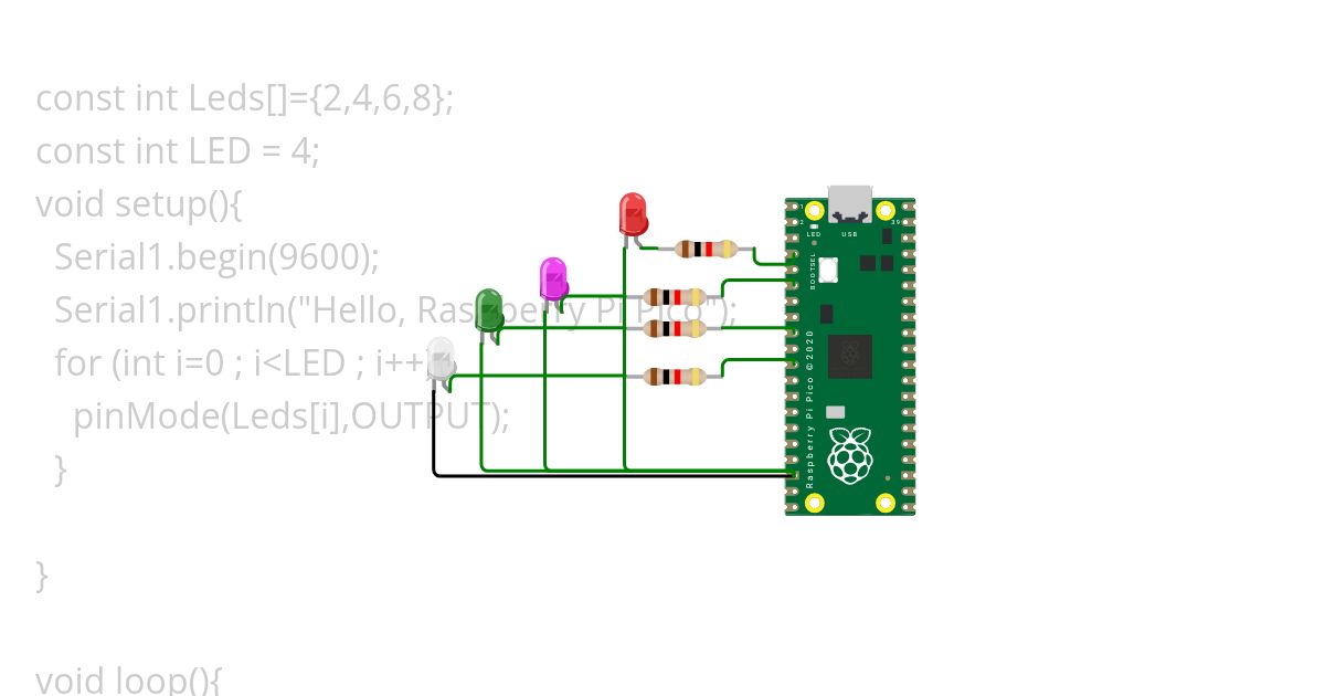 4 LEDs blinking  simulation